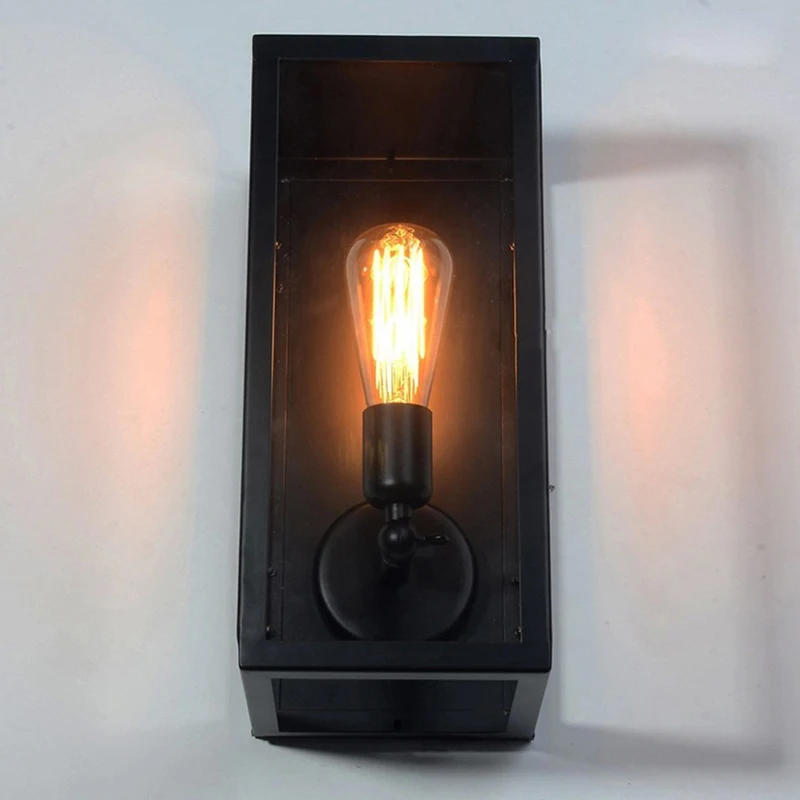 Краткий черный прямоугольник E27 светодиодная лампа бра Прозрачная крышка класса