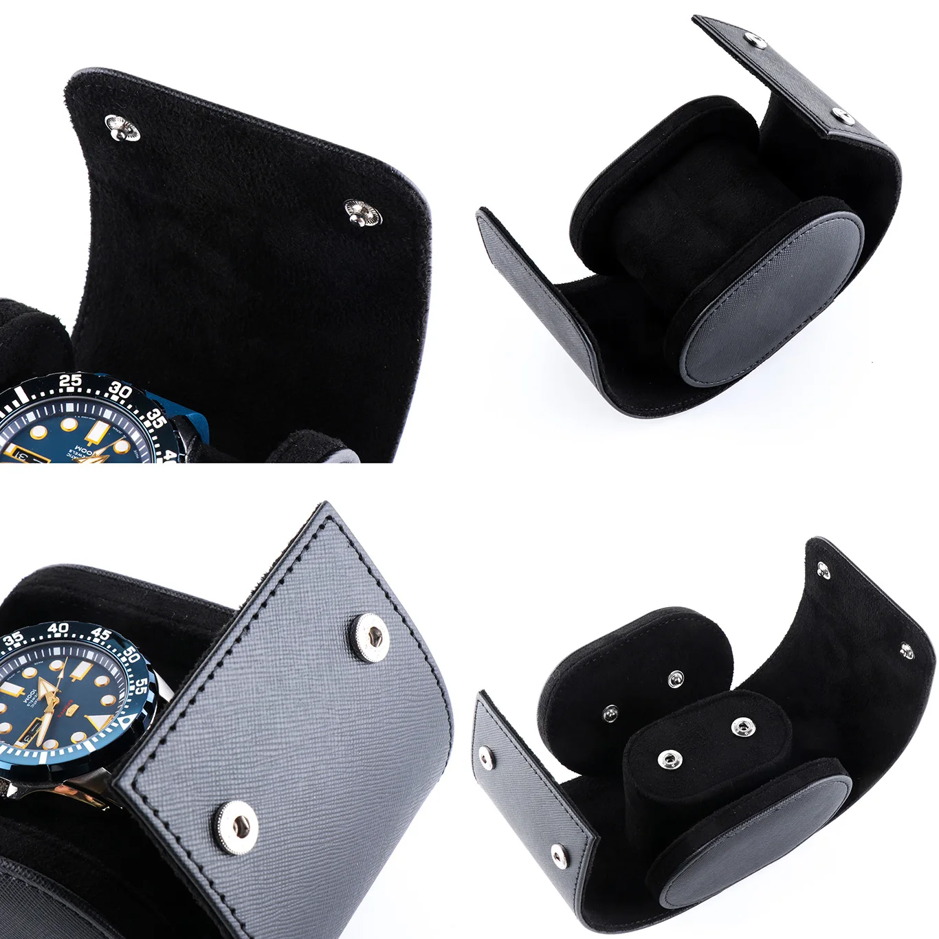 

1 Grid Single Watch Box Pu Leather Slots Flexible Bracket Holder Mechinical Quartz Watch Business Travel Storage Cross Pattern
