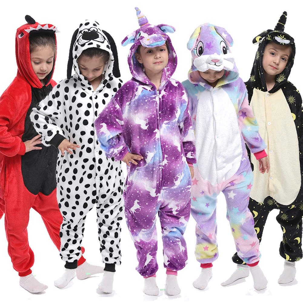 кигуруми Детская пижама в виде единорога детская одежда для сна зимние