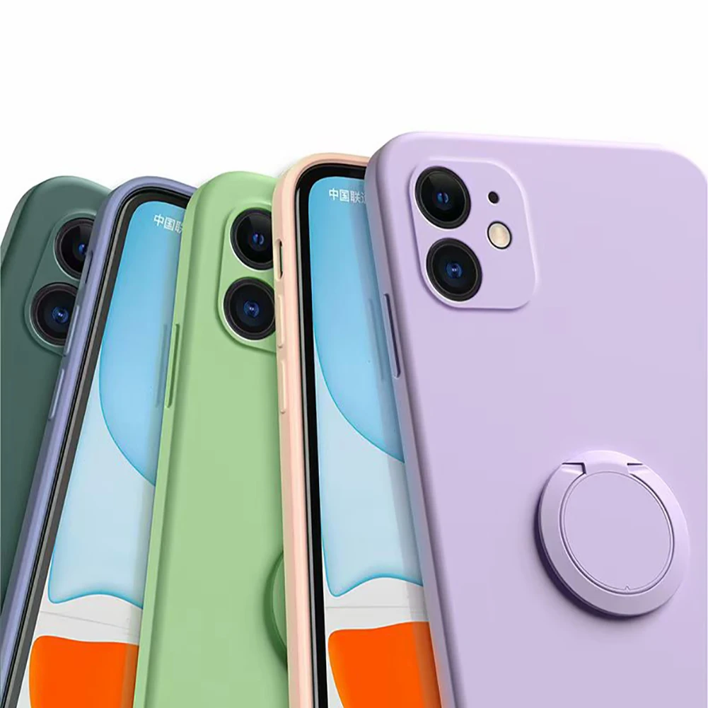 

Luxury Silicone liquid Case for apple iphone 12 pro max XS XR 6 7 8 plus SE 11 Cover With ring no logo Magnetic Shockproof case