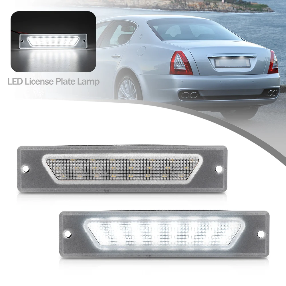 2Pcs LED License Number Plate Light For Maserati Quattroporte 2003 2004 2005 2006 2007 08-13 Rear Plate Lamp Canbus No Error 2pcs car led license number plate light replacement lamp for range rover 2003 2004 2005 2006 2007 2008 2009 2010 2011 2012