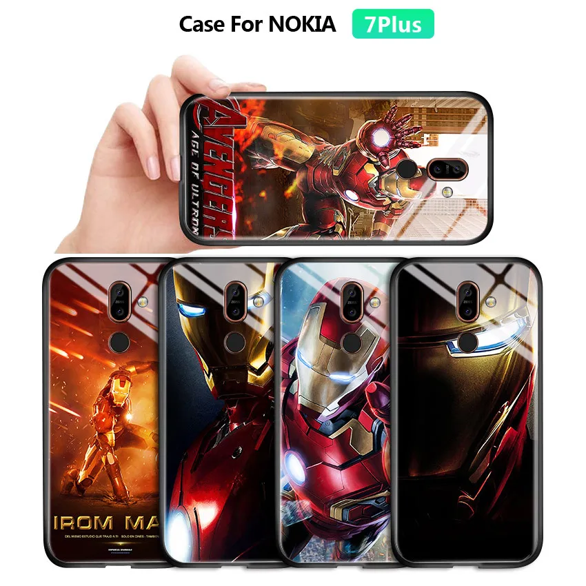 Чехлы для Nokia 7 Plus 1 кожух из закаленного стекла с градиентом в виде супергероев