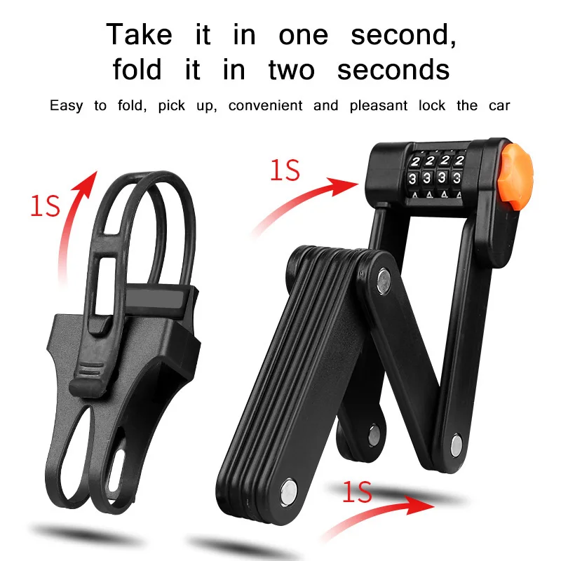 

Steel Password Lock Bicycle Folding Lock Portable MTB Road Bike Professional Anti-CutTheft Lock Safe Cycling Part Accessories