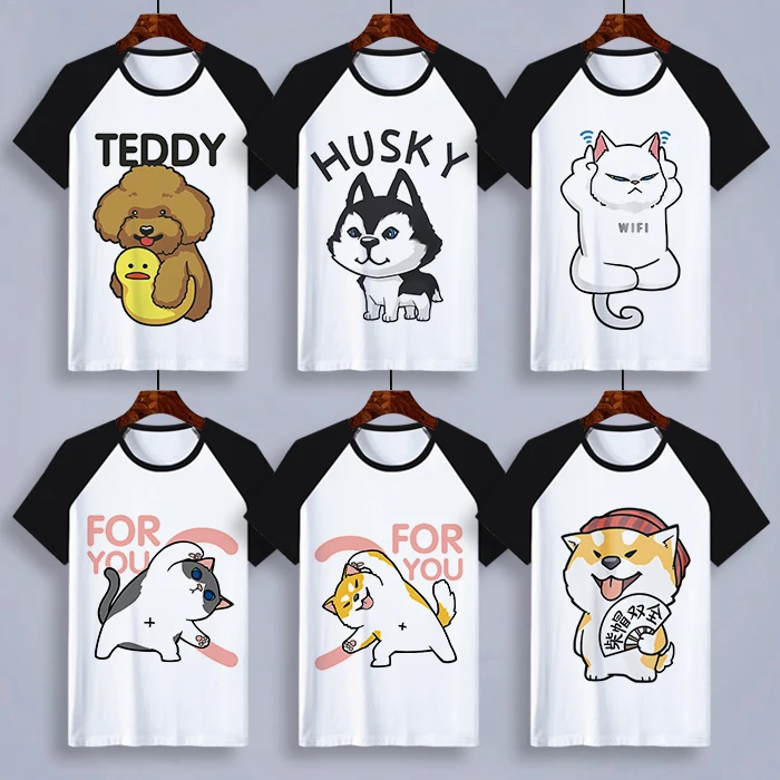 

Husky Short-Sleeved T-shirt round Neck Men Women Loose Summer Fashion Student Couple's Clothing anime shirt boyfriend gift