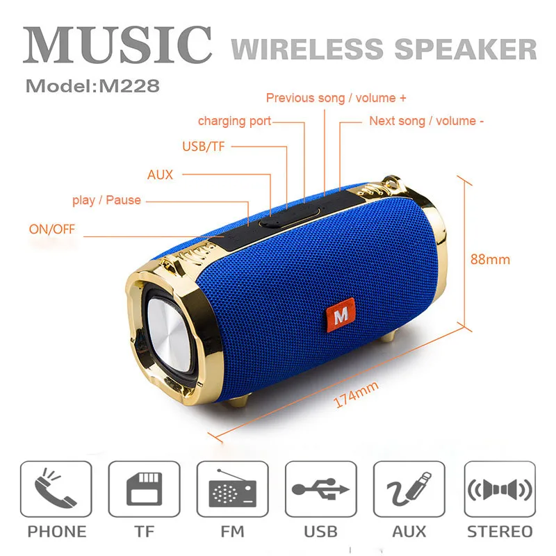 Портативная колонка 20 Вт m228 уличная bluetooth-колонка музыкальный центр игровой