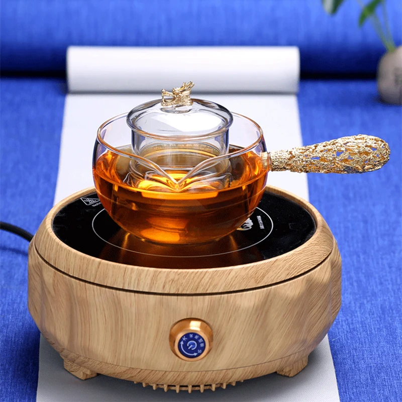 Термостойкий стеклянный чайник 500 мл для приготовления чая с золотой/серебряной