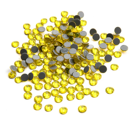 Citrine Горячая фиксация Стразы SS6-SS34 полный цвет круглый клей основа стразы серый сзади Кристаллы Стразы Горячая фиксация на рюкзак - Цвет: Citrine