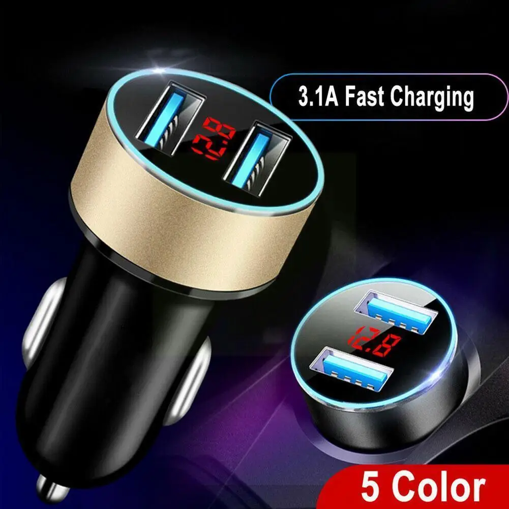 

Автомобильное зарядное устройство с двумя USB-портами, 3,1 А, 12-24 В, 1 шт.