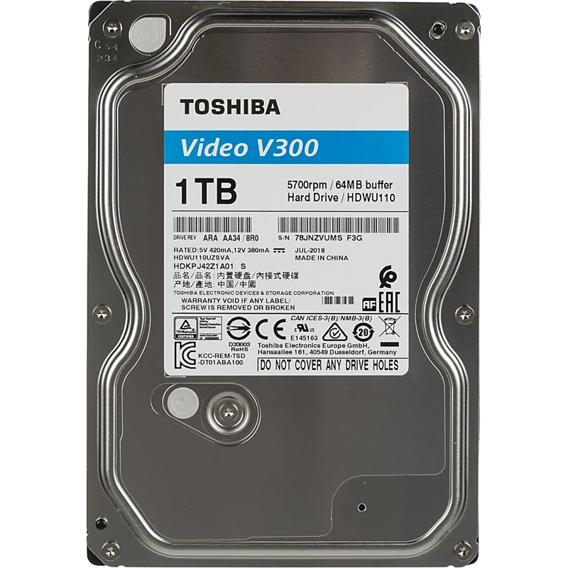 Жесткий диск Toshiba SATA III 1Tb HDWU110UZSVA Video Streaming V300 (5700rpm) 64Mb 3.5&quot| |