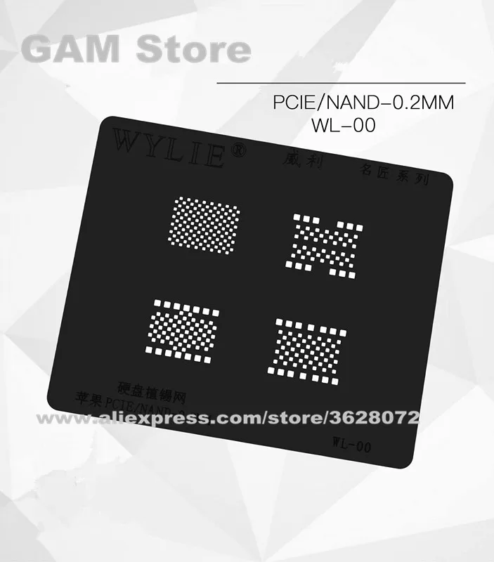 

Wylie Black BGA Stencil iPhone/iPad Nand Flash IC PCIE Memory Chip Reball IC Solder Tin Plant Net Heat Template Suare hole 0.2mm
