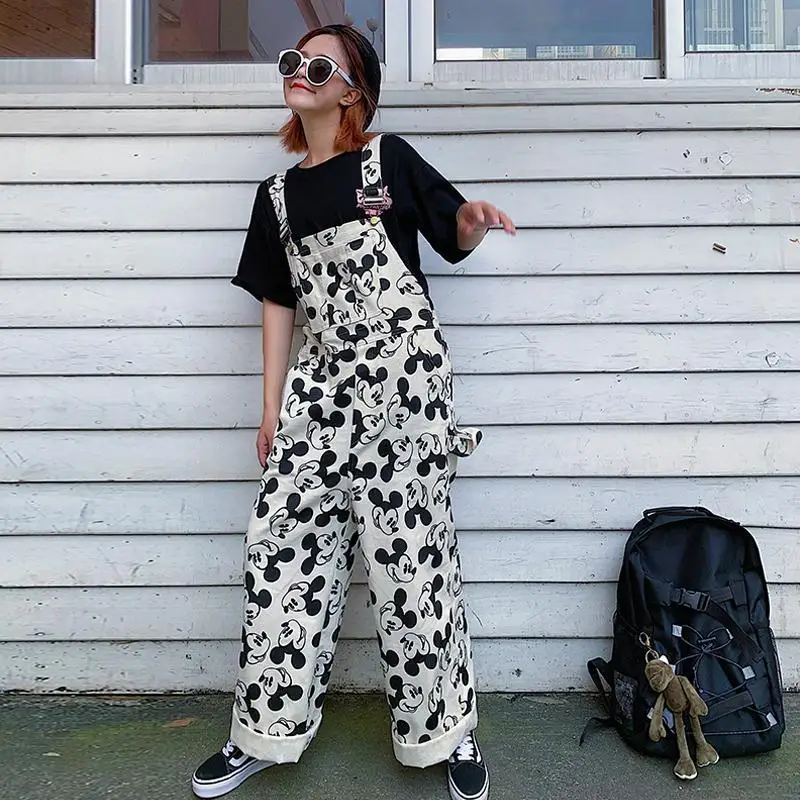 Disney Mickey mouse girl denim overalls cartoon fashion jeans | Детская одежда и обувь