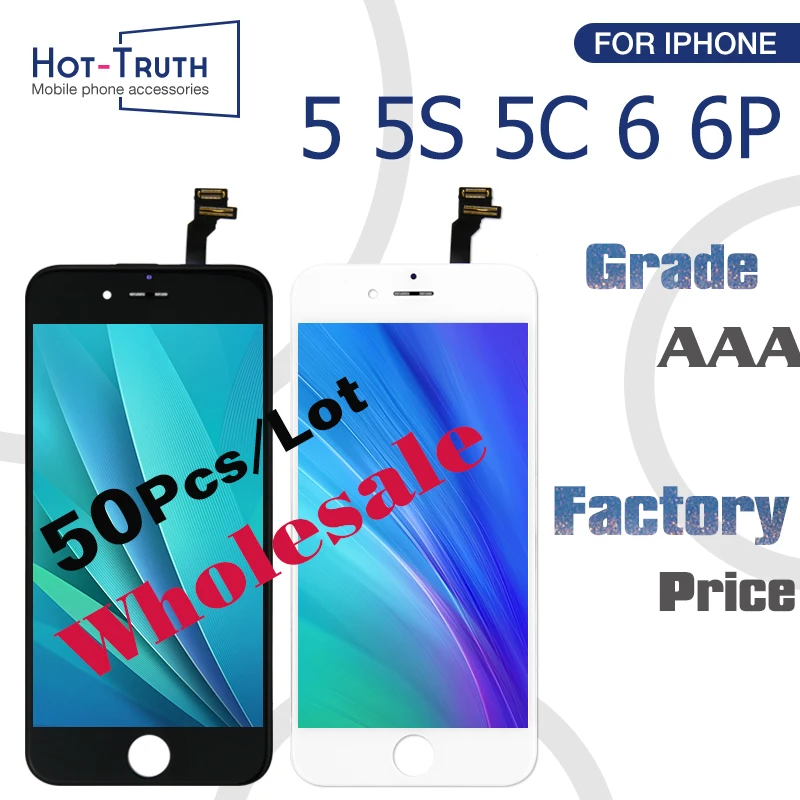 ЖК дисплей для iPhone 5 5S 5C 6 Plus 50 шт. сенсорный экран с дигитайзером в сборе Pantalla AAA +++
