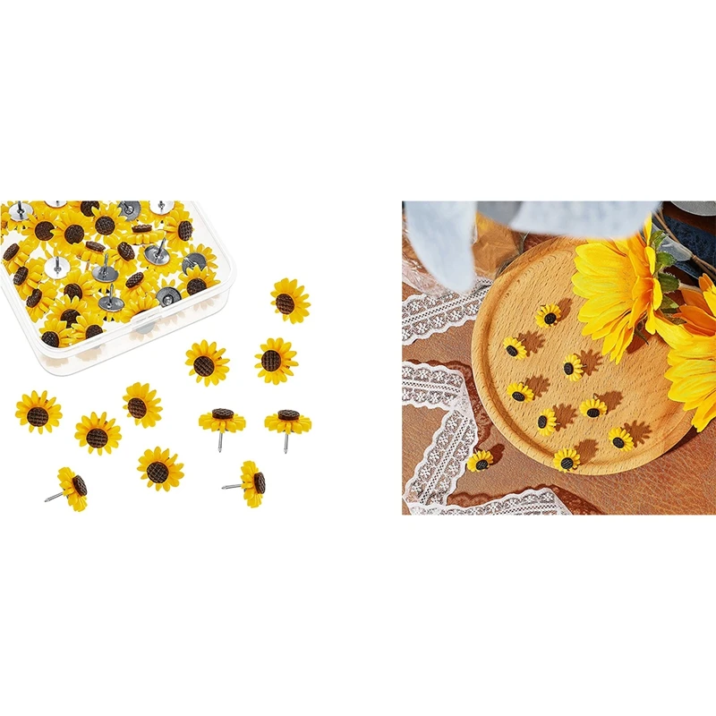 

Sunflower Push Pins Sunflower Tacks Flower Cork Board Tacks Sunflower Thumb Tacks for Photos Wall Maps
