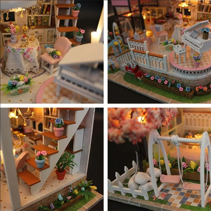 

Princess Big Villa DIY Dollhouses Pink Castle Play House Kit Assembled Doll House Toys Pretend Play Kids Toys Children Gifts