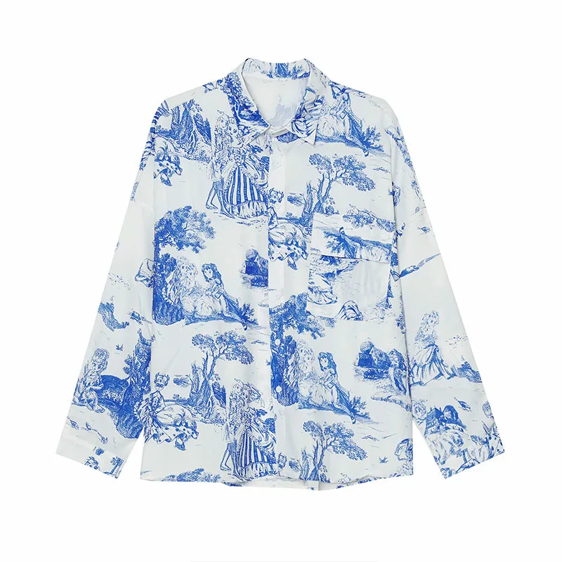 

IEFB Men's Clothing 2021 Spring New Oversized Long Sleeve Shirts Korean Fashion Design Print Causal Single Breast Blouse 9Y6145