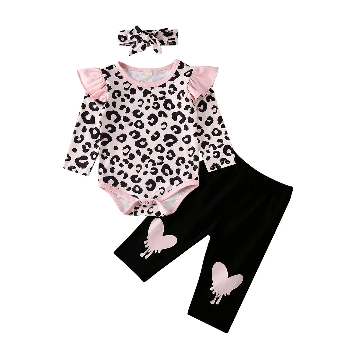Newborn Infant Baby Girls Clothes Leopard Romper Pants Outfits Autumn Winter Casual Girl Clothing Sets | Детская одежда и обувь