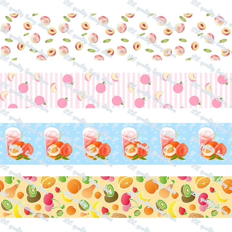 

Cartoon peach printed grosgrain ribbon 50 yards Tape Clothing Bakery hairbow gift wrapping hairbow headwear DIY decoratio