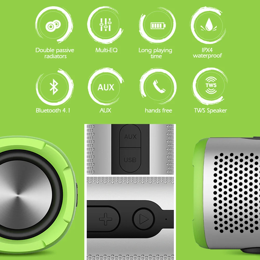 

Portable Bluetooth Wireless Sound Column Waterproof Speaker Super Bass Small Steel Cannon True Wireless Stereo Speaker