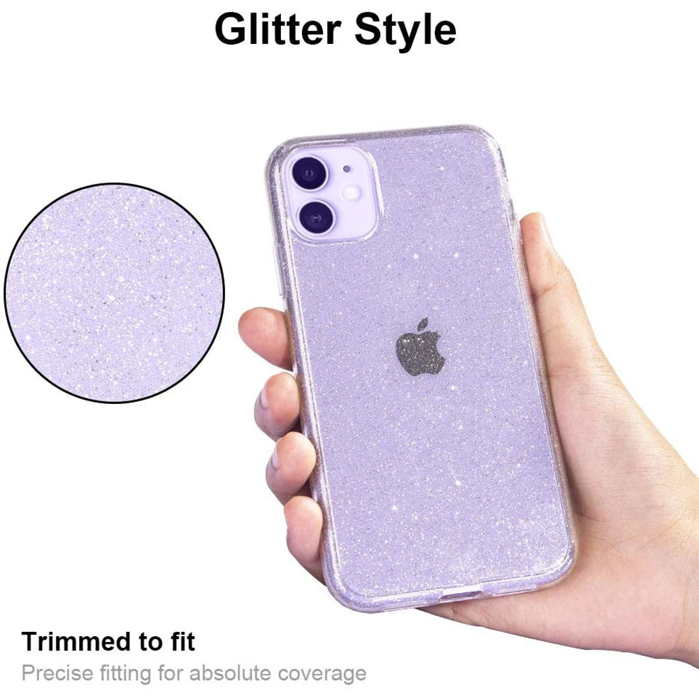 Блестящий Прозрачный чехол для iPhone 13 11 Pro Max 12 Mini 11Pro 13Pro XS X XR 7 8 Plus SE 2020 | Мобильные