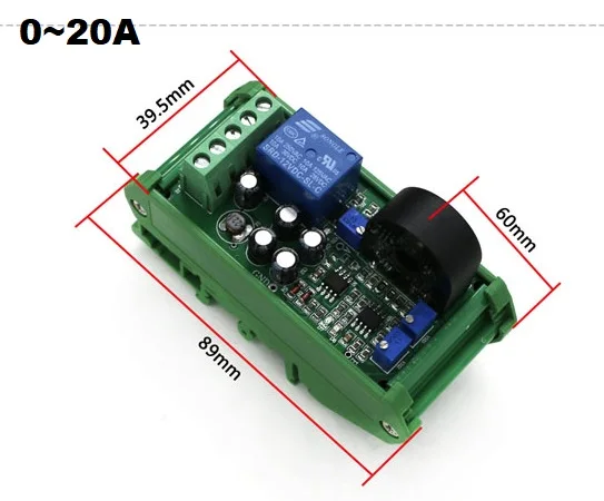0-20A with base Модуль датчика переменного тока 0-5A 10A 20A 50A 100A до 0-5 в полный диапазон линейный выход Регулируемый переключатель реле на пороге - Цвет: 0-20A with base