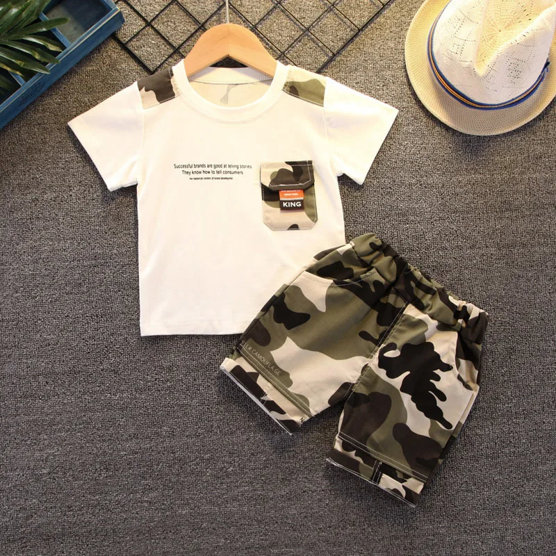 

Baby Boys Summer Clothes Set Fashion Camouflage Cotton O-neck Tops+short 2pcs Infant Newborn Cartoon Clothes For Bebes Outfits