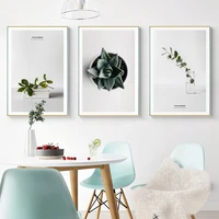 3 pieces green plant leaf cactus wall art canvas painting minimalist wall decoration pictures for living room home decoration