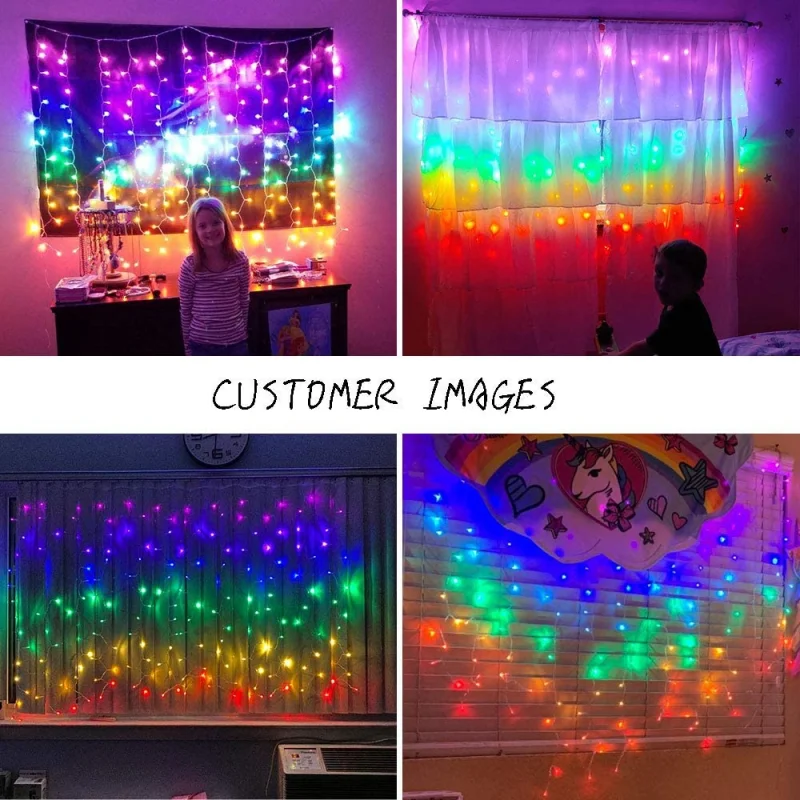 Радужная светодиодная гирлянда-занавес 3 м Сказочная гирлянда с дистанционным