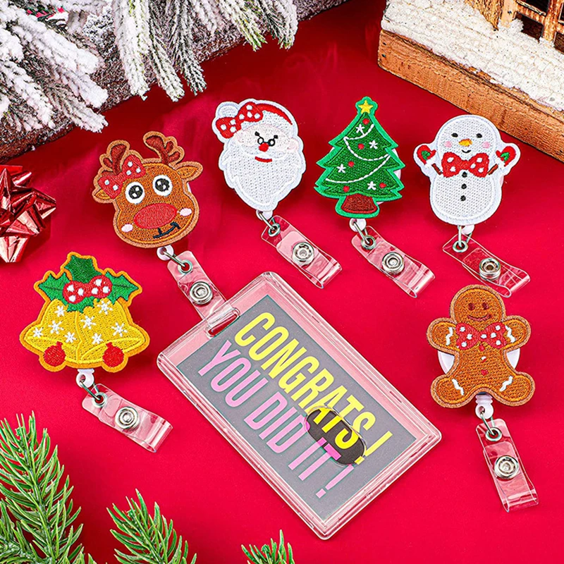 

Cotton&ABS Christmas Design Retractable ID Badge Reel For Card Holder 200Pcs/Lot Wholesale