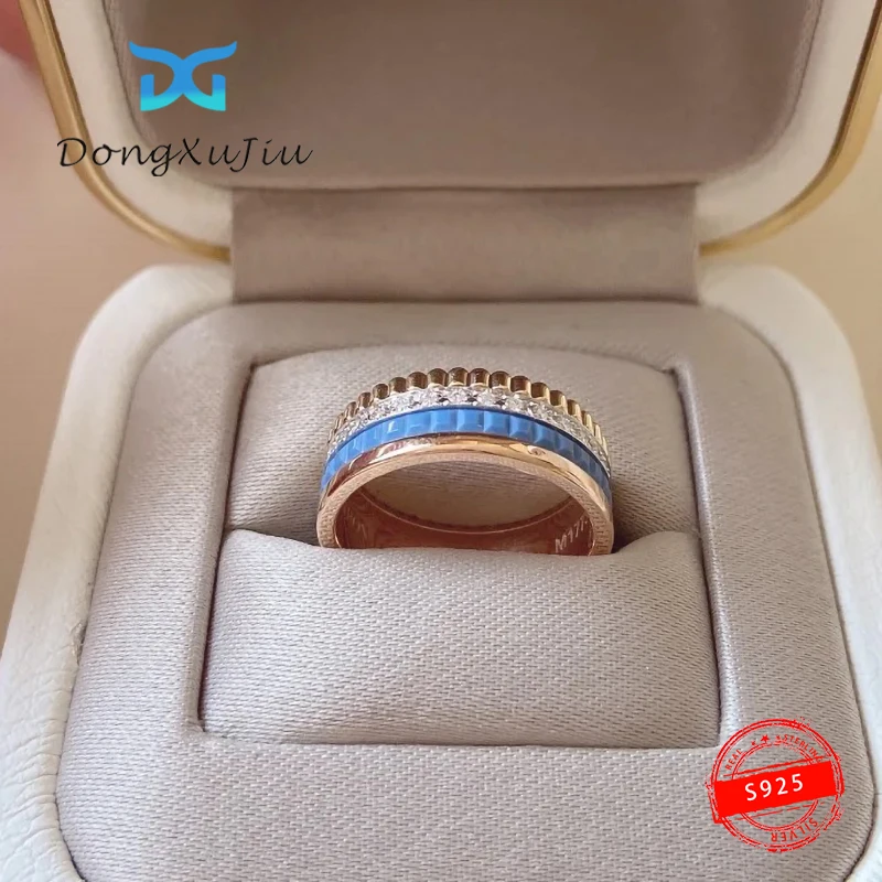 

Кольца из стерлингового серебра 925 пробы, брендовые роскошные кольца с бриллиантами, Классические трендовые простые Стильные Модные ювелир...