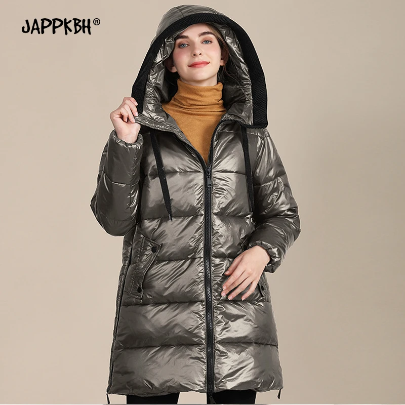 

Женская длинная куртка с капюшоном, осенне-зимнее пальто с длинным рукавом, Женская Повседневная Свободная Толстая теплая парка, винтажная ...