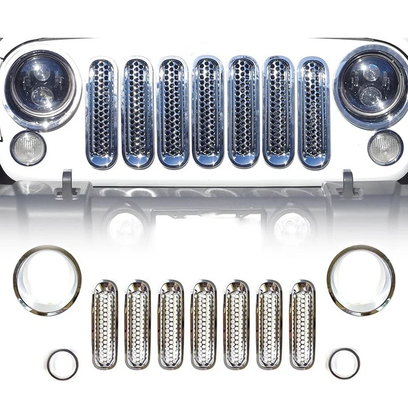 Комплект вставок для решетки радиатора переднего гриля 11 шт. и крышка фары 2007-2017