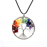 5pcsset tree of life pendant necklace copper crystal natural stone necklace quartz stones pendants women christmas gift