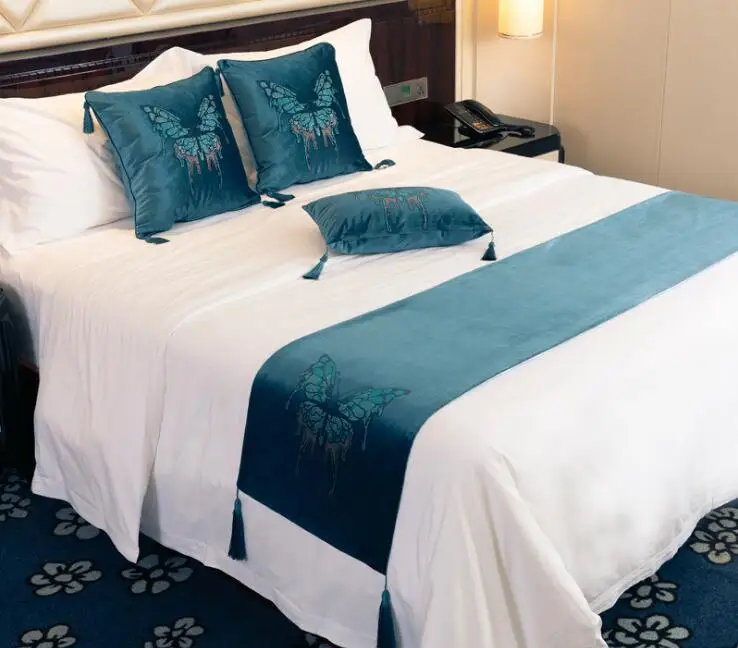 Бабочка дизайнерские покрывала 45 см ширина кровать бегун роскошное покрывало