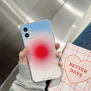 retro gradient sunset abstract korean transparent phone case for iphone 11 12 pro max xr xs max 7 8 plus x 7plus case soft cover free global shipping