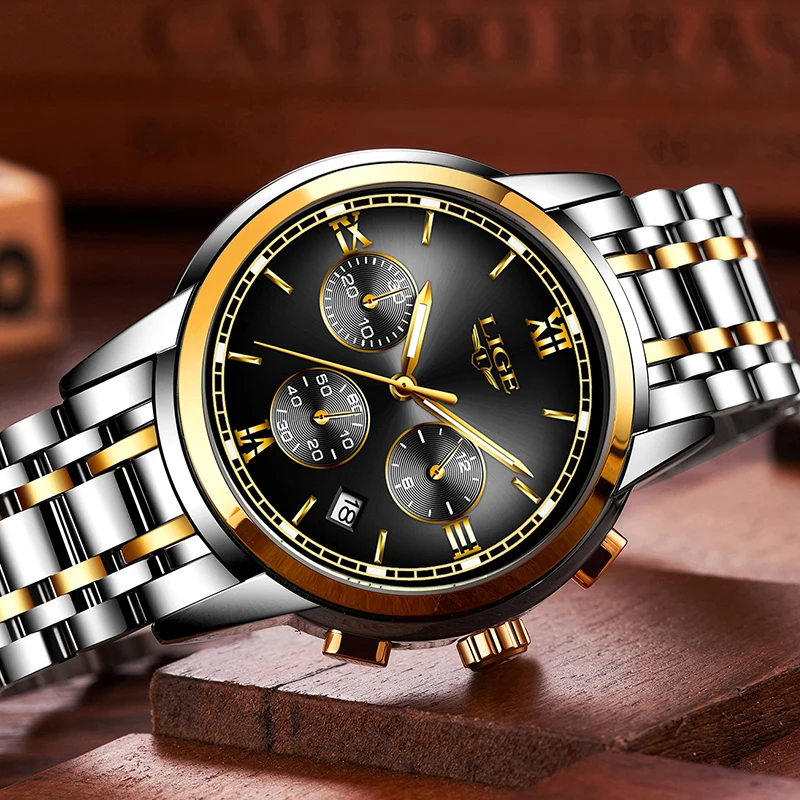 LIGE мужские часы Топ люксовый бренд полная сталь водонепроницаемые спортивные