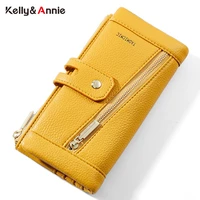 brand designer long wallet female card holder zipper coin phone pocket matte pu leather large capacity women wallets clutches