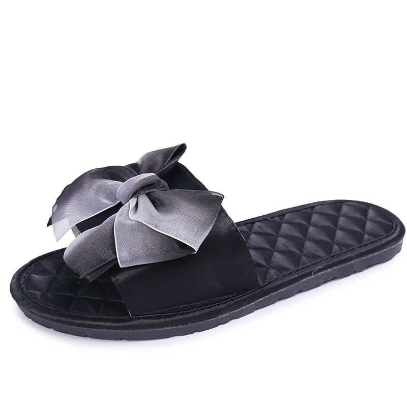 Black 3 MoneRffi/Коллекция года; женские шлепанцы; новые модные шлепанцы; сандалии; Вьетнамки; женские повседневные пляжные шлепанцы; сандалии с бантом; удобная обувь на плоской подошве - Цвет: Black 3