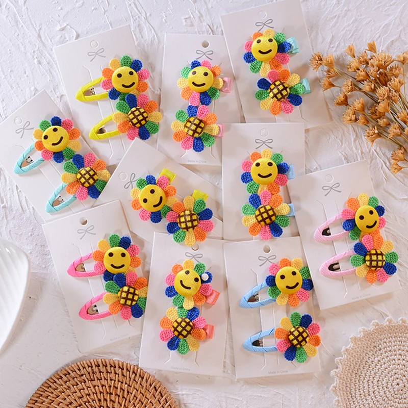 

2PC/SET Sun flower barrettes children cute hair accessories children baby hair tie clip girl princess sunflower headdress