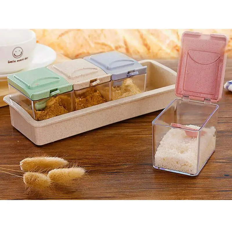 Пластиковый контейнер для приправ держатель горшки специй ящик хранения