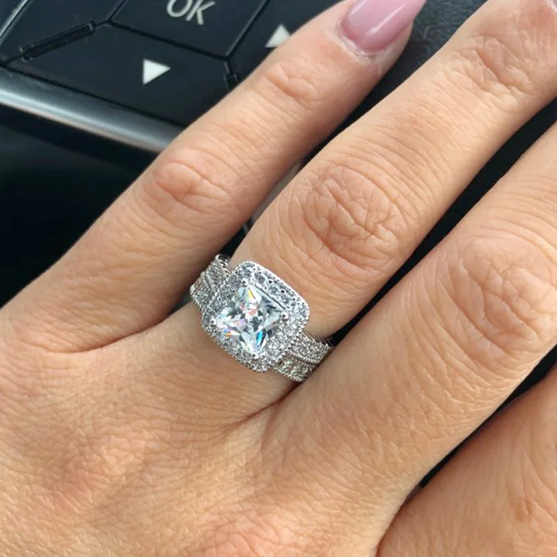 Женский кубический CZ набор колец мужские панк рок из нержавеющей стали цепь