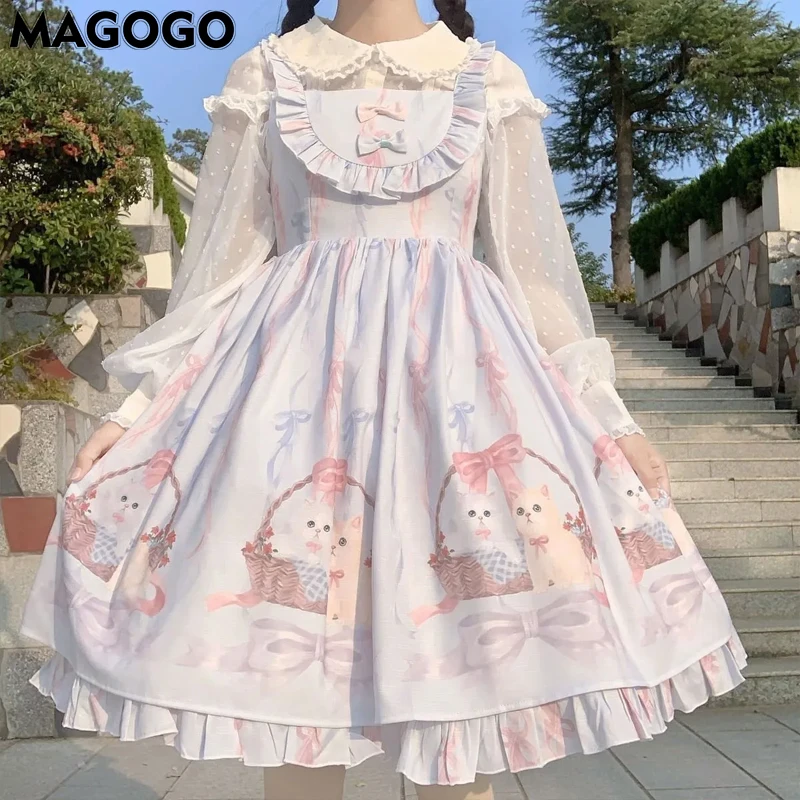 

Милое Платье в стиле Лолиты MAGOGO для девочек, милое модное платье без рукавов, один размер, Новинка