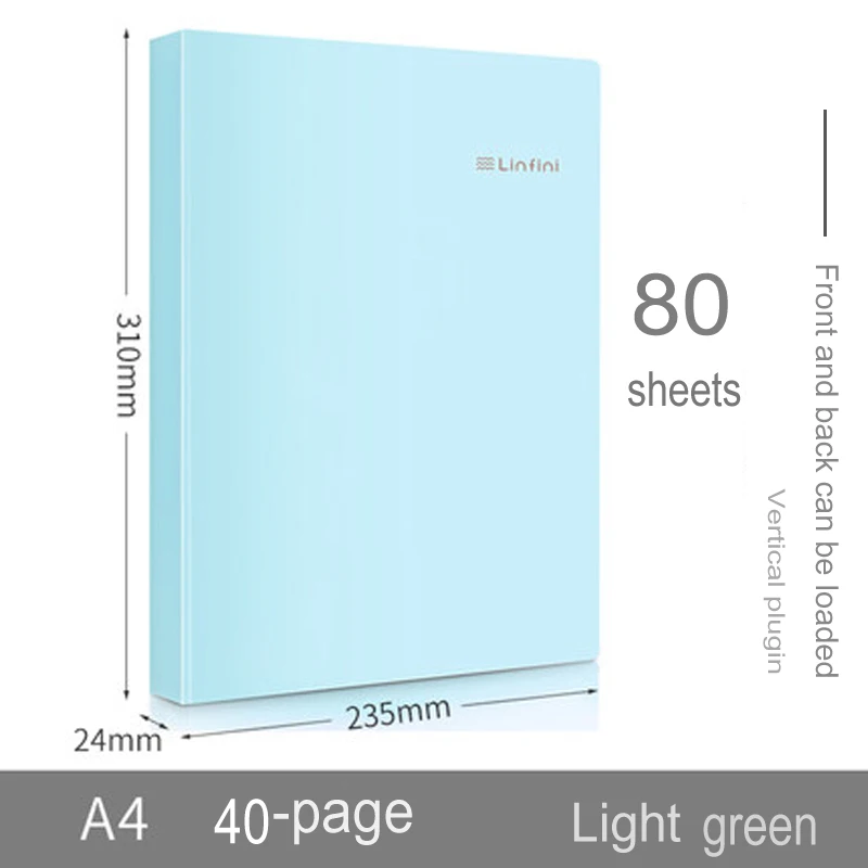 Light green 40pages Deli A4 Music Folder Can Modify The Transparency and Non-reflection of Loose-leaf Multi-layer Insert Files 72411 - Цвет: Light green 40pages