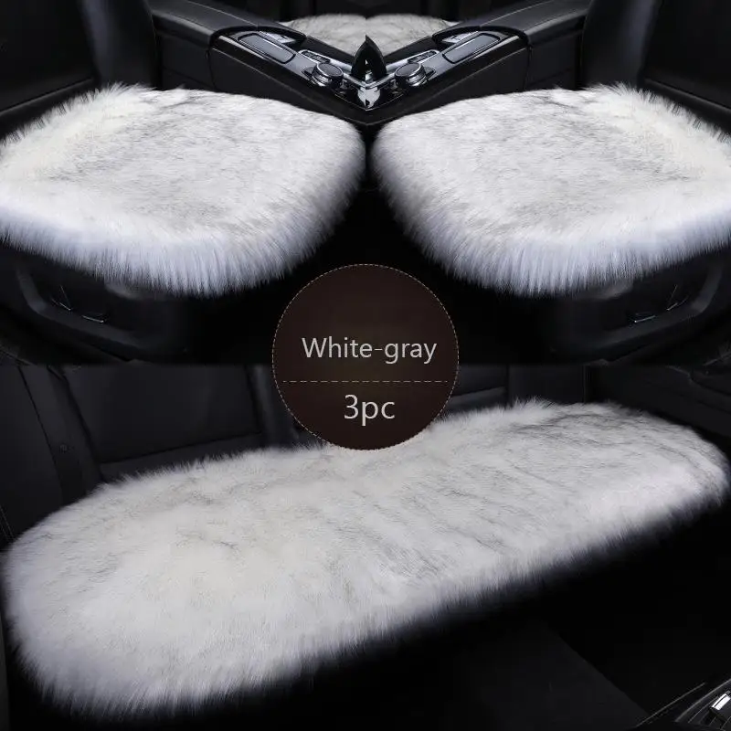 

Universal 3Pcs Winter Car Seat Cover Car Front/Full Set Seat Cushion Non-slip Long Plush Auto Seat Cushion Protector Mat Pad