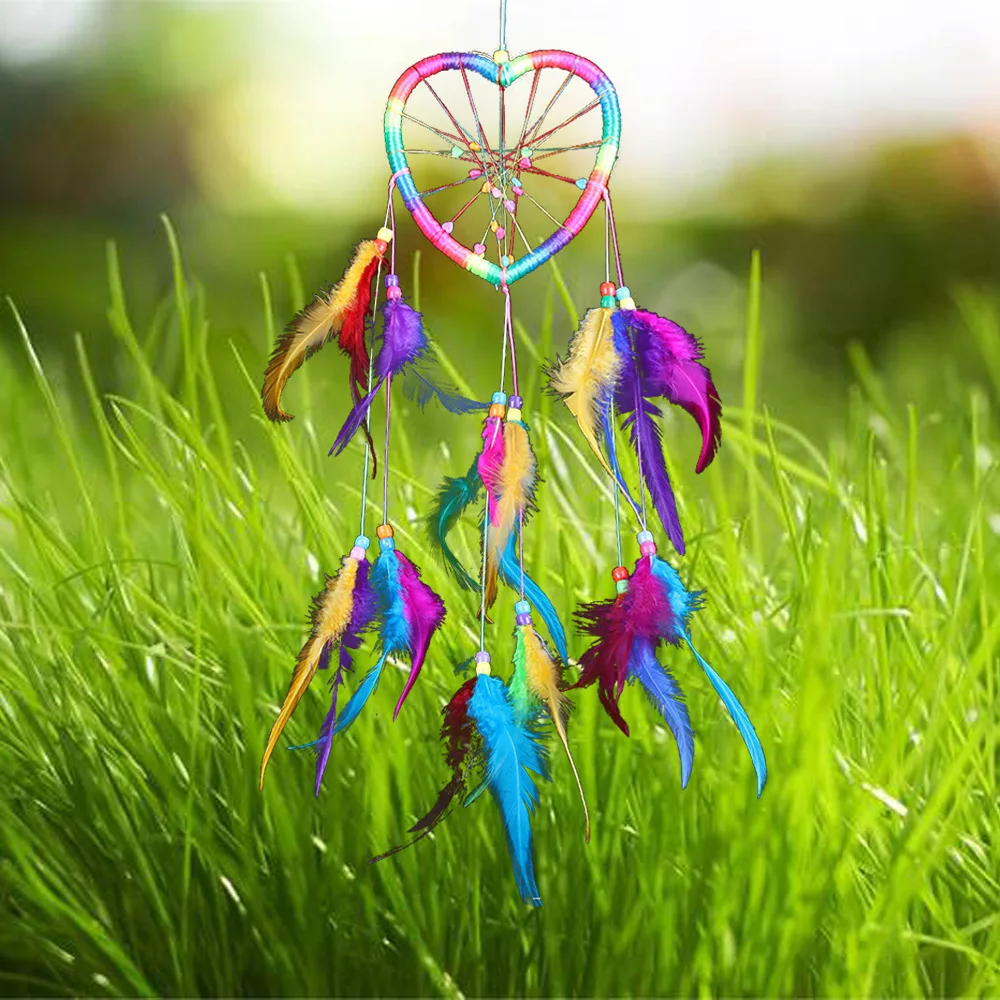 Ручной работы кружева Ловец снов перо бисера висячие украшения орнамент подарок