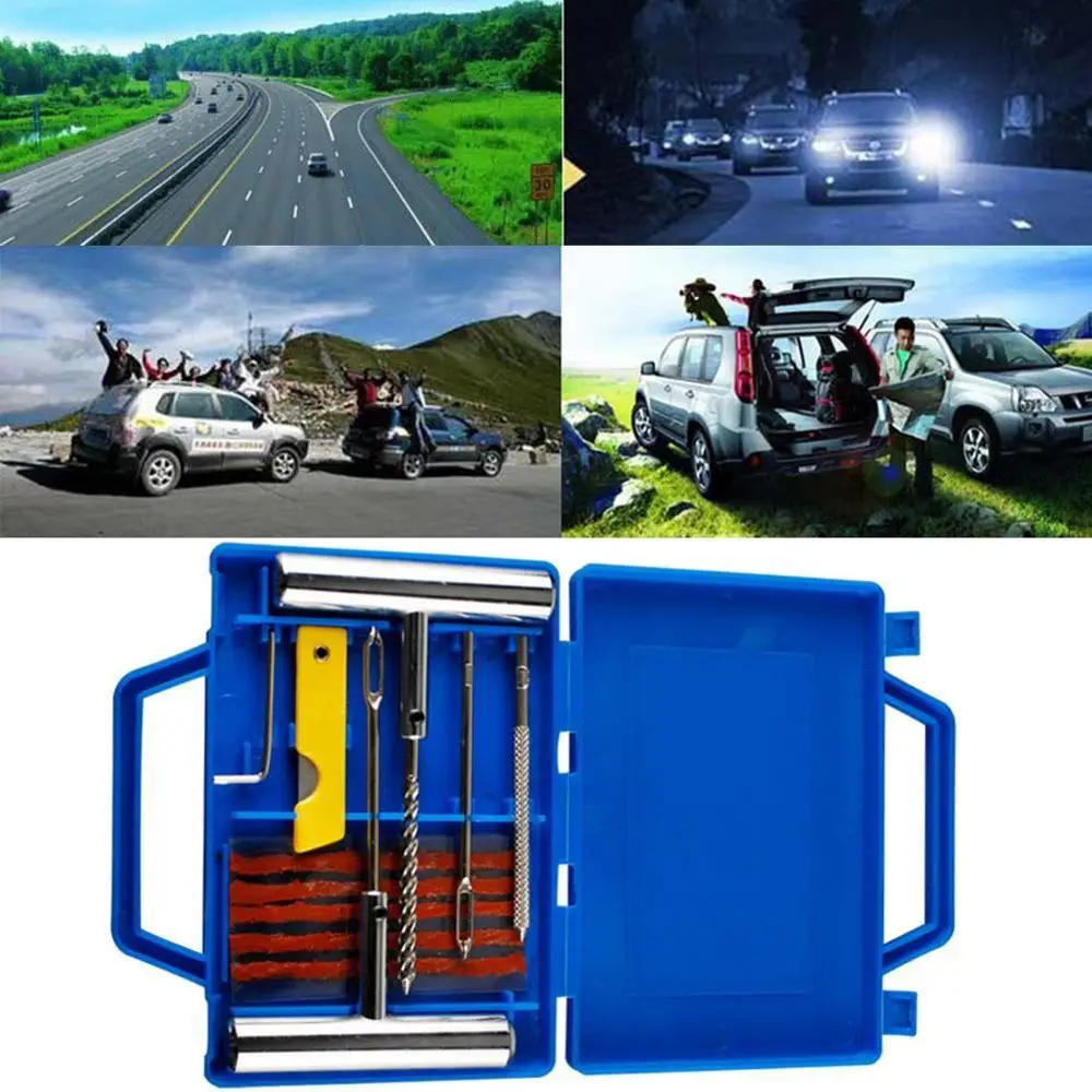 

Tyre Repair Kit Tire Puncture Emergency Tools Set Motorcycle Bike Tubeless Car J4E0