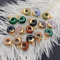 2pcs natural stone pendant sectional circle diy necklace charms jewelry making accessories plating process amethyst turquoise