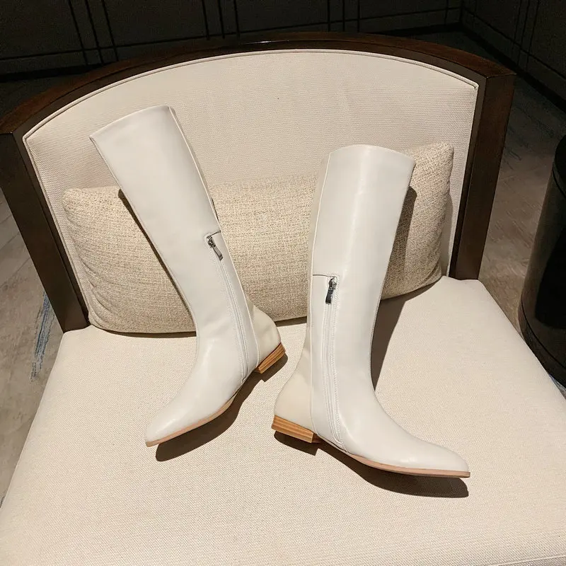 

Brand Side Zipper Pointed Toe Knee High Boots Newest Sexy Long Autumn Winter Wedding Office Shoes Woman Boots