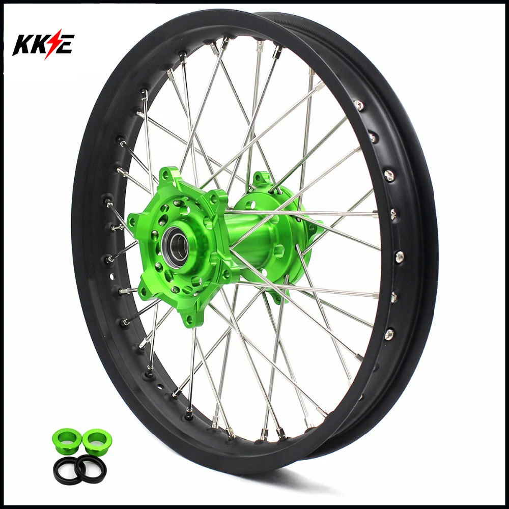 2 15*19 спиральные велосипеды MX задние колеса для KAWASAKI KX250F KX450F 2006-2018 зеленый/черный |