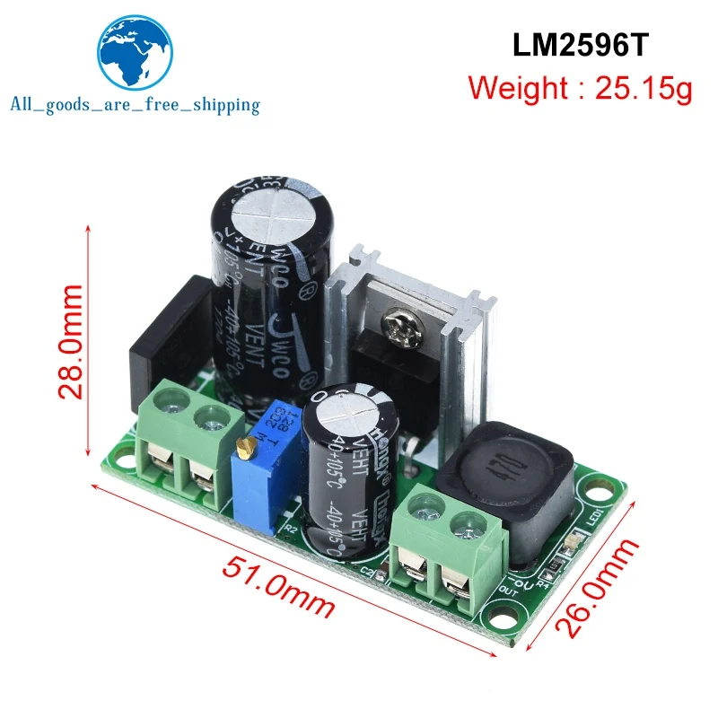 Завеса LM2596T LM2596HV DC-DC Регулируемый понижающий 3A модуль источника питания с DC 5V-с