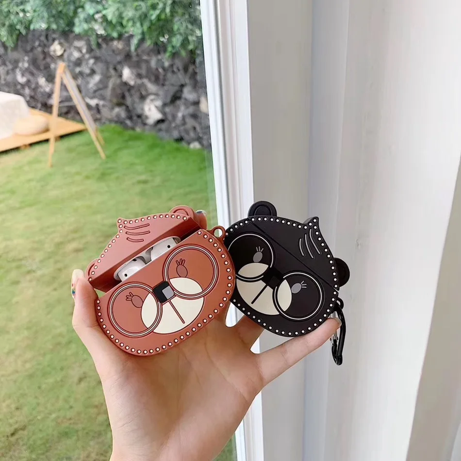 3D Силиконовый наушник чехол для Airpods чехол милый КИТ Жук чехол для Apple Air pods чехол для наушников кольцо ремень